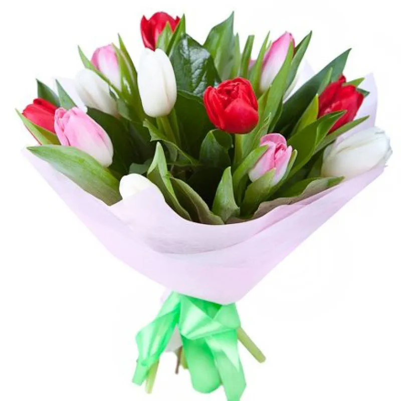 Букет из 15 тюльпанов в фетре, доставка Перевозинка